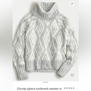 J. Crew Light Gray Diamond Pattern Turtleneck Sweater